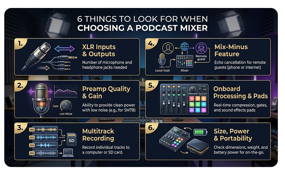 Best Podcast Mixer in 2026: Top Picks for Every Budget & Setup 2 6 Things to Look for When Choosing a Podcast Mixer