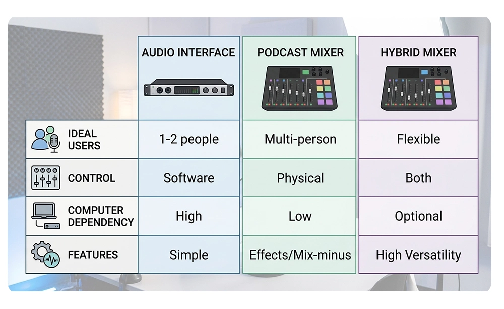 Best Podcast Mixer in 2026: Top Picks for Every Budget & Setup 1 Podcast Mixer vs Audio Interface